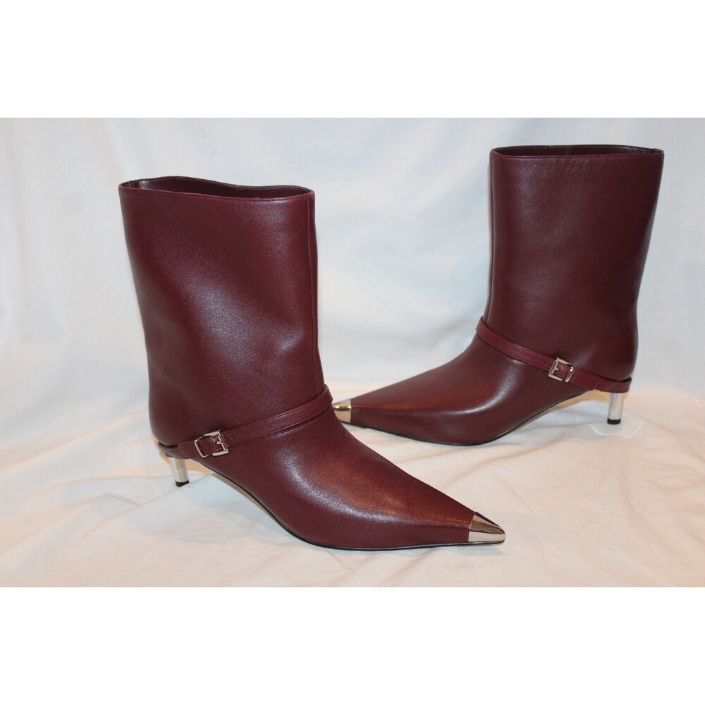 Michael Kors Women's Kasia Leather Buckle Booties Oxblood Red NIB $255 SZ 6 - Picture 3 of 8